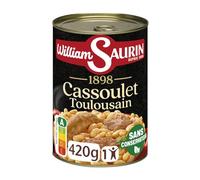 WILLIAM SAURIN - Plat Cuisiné - Cassoulet Toulousain - À la Graisse de Canard · Haricots Blancs et Saucisse de Toulouse · Mitonné doucement - la boîte de 420g - Le Lot De 4