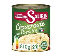 WILLIAM SAURIN - Plat Cuisiné - Choucroute au Riesling - Sans Conservateur Ajouté · Chou Origine France · Format Familial Pour 2 Personnes - la boîte de 810g - Le Lot De 4