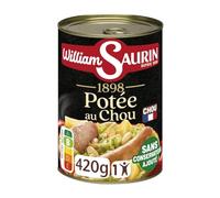 WILLIAM SAURIN - Plat Cuisiné - Potée aux Choux - Chou Origine France · Sans Conservateur Ajouté · Prêt en 2 min au Micro-Ondes · 1 Portion - la boîte de 420g - Le Lot De 4