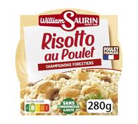 WILLIAM SAURIN - Plat Cuisiné - Risotto Poulet Champignons Forestiers - Prêt en 2 min au Micro-Ondes · Sans Conservateur Ajouté · Poulet Français · 1 Portion - la boîte de 280g - Le Lot De 4