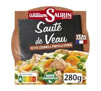 WILLIAM SAURIN - Plat Cuisiné - Sauté de veau Petits Légumes & Pointe de Citron · Prêt en 2 min au Micro-Ondes · Sans Conservateur · Veau Français - la barquette de 280g - Le Lot De 4