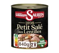 WILLIAM SAURIN - Plat Familial Petit Salé Gourmand aux Lentilles, Saveur Authentique (Boîte 840g) - Le lot de 3