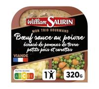 WILLIAM SAURIN - Plat Sauté de Bœuf Sauce Poivre, Légumes Fondants et Pommes de Terre Écrasées (320g) - lot de 3 - Vendu par Lot