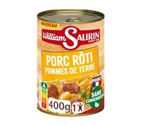 WILLIAM SAURIN - Porc Rôti Pommes de Terre et Sauce Moutarde, Plat Cuisiné Savoureux Gamme Rôtisserie (400g) - lot de 4 - Vendu par Lot