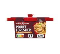 WILLIAM SAURIN - Poulet Forestier - Torsades et Champignons · Sans Conservateur · Prêt en 3 min Micro-Ondes - Plat Individuel - l'assiette de 400g - Le Lot De 4