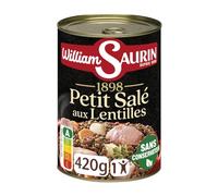 WILLIAM SAURIN - Repas Traditionnel Petit Salé aux Lentilles Gourmand et Prêt à Déguster (400g) - Le Lot De 4