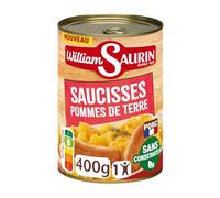 WILLIAM SAURIN - Saucisses Pommes de Terre et Jus aux Oignons, Plat Cuisiné Savoureux Gamme Rôtisserie (400g) - lot de 4 - Vendu par Lot