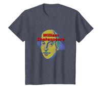 William Shakespeare Portrait stylisé Meme T-Shirt, Enfant, Bleu Chiné, 10 Ans