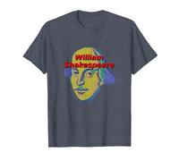 William Shakespeare Portrait stylisé Meme T-Shirt, Homme, Bleu Chiné, S