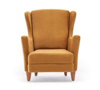 Williams - Fauteuil À Oreilles En Velours Moutarde Marron