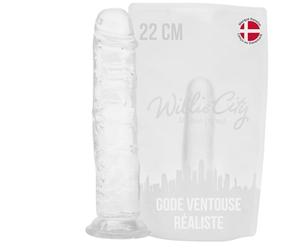 Willie City Gode Réaliste Transparent 22 cm - Gode Ventouse Réaliste pour Femme - God Realiste Détails Veinés - Godemichets Homme à Ventouse Compatible Harnais - Godemichets femme realiste 4,5cm