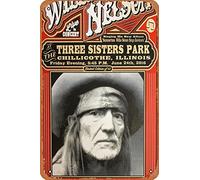 Willie Nelson - Affiche 2016 Chillicothe, IL rétro en métal - 30,5 x 20,3 cm - Décoration murale
