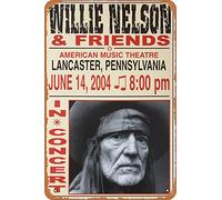 Willie Nelson & Friends - Affiche 2004 Lancaster, PA rétro en métal - 30,5 x 20,3 cm - Décoration murale
