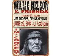 Willie Nelson & Friends - Poster 2004 Jim Thorpe, PA rétro en métal vintage 30,5 x 20,3 cm Décoration murale