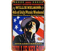 Willie Nelson - Poster 2003 Spicewood, Texas Two River Canyon en métal rétro 30,5 x 20,3 cm Décoration murale