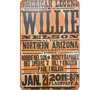 Willie Nelson - Poster 2011 Flagstaff, Arizona rétro en métal - 30,5 x 20,3 cm - Décoration murale
