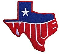 Willie Nelson - Rock Off officially licensed products Willie Nelson Patch Texas Logo Officiel Embroidered Woven Iron On Size Accessory Size