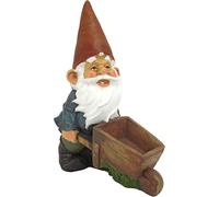 Willie the Wheelbarrow Garden Gnome Statue Bird Feeder,30 cm,Polyresin,Full Colour Palette
