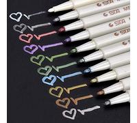 Willilngood Marqueurs Métalliques Feutres 10 Couleurs Métalliques Ecrire sur Toute la Surface,DIY Album, Scrapbooking, Travailler pour la Carte1