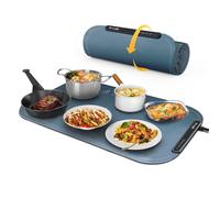 Willing BW614 Plateau chauffant électrique portable avec revêtement nano - 250 W pliable 3 niveaux de puissance facile à nettoyer - Bleu