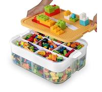 WillingHeart Boite Rangement pour Lego Plastique Compartiment Caisse avec Couvercle Jouet Enfant Coffre Empilable Brique Construction Casier Transparent Puzzle Accessoire Storage Box