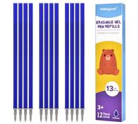 Willingood 12x mines de rechange effaçables bleues compatibles avec Legami pointe de stylo facile à effacer 0,7 mm, hauteur 13 cm