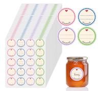 Willingood 600 Pièces Etiquettes Autocollantes Bocaux, 4 couleurs, Ø 38 mm, Homemade, Rondes, Amovibles, Confiture Autocollants Pour La Maison, Cuisine, Bocaux Mason, D'épices, Cadeau, Anniversaire