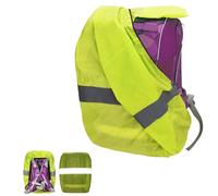 Willingood Housse de pluie pour enfants du primaire - 18-25 l - Compatible avec Ergobag, Scout, Satch - Housse de pluie universelle imperméable avec bande réfléchissante - Bords élastiques (vert fluo)
