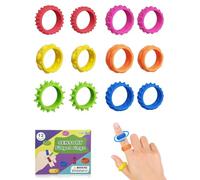 Willingood Lot de 12 jouets anti-stress en silicone pour enfants et adultes, jouets sensoriels, anneaux de massage pour doigts et acupression, pour anxiety, ADHD, autisme