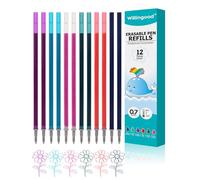 Willingood Lot de 12 recharges pour stylos [6 couleurs, lot de 12] Recharges pour stylos effaçables