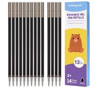 Willingood Lot de 14 mines de rechange effaçables noires - compatibles avec Legami, - faciles à effacer - simples et pratiques pour l'école et la vie quotidienne, pointe du stylo 0,7 mm, hauteur 13 cm