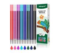 Willingood Lot de 16 recharges pour stylos [8 couleurs, lot de 16] - Compatible avec Legami - Facile à effacer - Pointe du stylo 0,7 mm, hauteur 13 cm