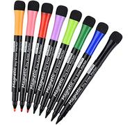 Willingood Lot de 8 marqueurs magnétiques effaçables à sec pour tableau blanc à faible odeur avec gommes pour enfants et enseignants pour le travail en classe sur tableau blanc, calendrier, pointe