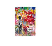 Willion Graffiti Art Street Art imprime suivez vos rêves toile peinture affiches mur art pour salon décor à la maison 30x40 cm/11,8 "x 15,7" sans cadre