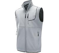 WILLIT Gilet de course en polaire pour homme - Gilet matelassé d'extérieur - Veste de travail - Imperméable - Softshell - Sans manches - Avec poches et fermeture éclair, gris clair, XL