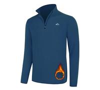 WILLIT Pull en polaire pour homme avec fermeture éclair - Pull de travail respirant thermique, Bleu océan, XL