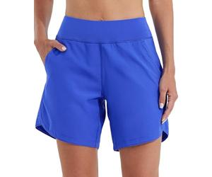 WILLIT Short de bain pour femme, maillot de bain, boardshorts, séchage rapide, été, bikini, shorts taille haute, trunks, UPF50+ protection UVA, 17,8 cm avec poches intérieures, Bleu saphir, 42