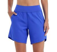 WILLIT Short de bain pour femme - Séchage rapide - Taille haute - Protection UVA UPF50+ - Avec poches doublées, Bleu saphir, 44