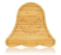 WILLKOMMEN Plateau de Service Halloween, Planche à Charcuterie en Forme de Fantôme, Plateau en Bambou 25 x 22 cm pour Enfants - Assiette à Fromage Effrayante pour Fêtes et Service