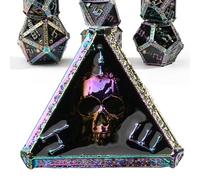 willmove Jeu de dés en métal mystère fantôme crâne pour Donjons et Dragons Cthulhu DCC Unique Magic TRPG Accessoires de jeu de rôle Cadeaux DND - Violet Vemon irisé