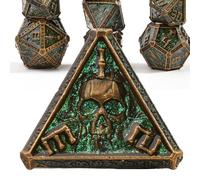 willmove Jeu de dés polyédriques en métal pour Donjons et Dragons, DND Cthulhu DCC Unique Magic RPG Jeu de rôle Accessoires Squelette Laiton Vert