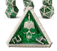 willmove Lot de 7 dés DND polyédriques en os mystérieux pour D&D, Halloween et Autres Jeux de Table - Vert
