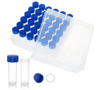 Willoghsa Lot de 36 tubes à essai en plastique de 5 ml avec bouchon à vis, petits tubes à essai avec boîte de rangement pour fournitures de laboratoire, installation facile, utilisation facile