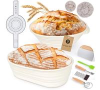 WILLONG Corbeille a Pain, Paniere a Pain, Ronde 25 cm et Corbeille Pain Ovale 23 cm, Kit pour Faire du Pain, Panier de Levée de Pâtisserie