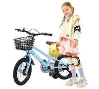 Willonin 12 & 14 & 16 & 18 Pouces Vélo Enfant avec Panier & Roues stabilisatrices pour Filles & garçons de 2-8 Ans, A,16 Pouces,Bleu