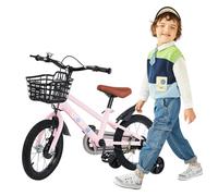 Willonin 12 & 14 & 16 & 18 Pouces Vélo Enfant avec Panier & Roues stabilisatrices pour Filles & garçons de 2-8 Ans,A, 16 Pouces, Rose
