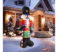 Willonin 180CM Père Noël Gonflable,Décoration de Casse-Noisette Gonflable avec Décor de Scène de Soldat à LED,Décoration de Noël