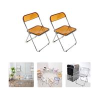Willonin® 2 X Chaise pliable de salle à manger, Plié 88x5 cm Gain de place, Chaise empilable en acrylique, Style Victoria, Jaune