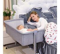 Willonin 2en 1 Berceau bébé Mobile Lit d'Appoint avec Matelas et Moustiquaire, Lit pour Les Bébés de 1 à 36 Mois Pliable 96 * 57 * 77cm Gris