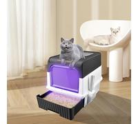 Willonin Bac à Litiere Chat Autonettoyante,Maison de Toilette pour Chat,Bac à Litière Autonettoyante,Litière Automatique Autonettoyant pour Chats (e,Noir)